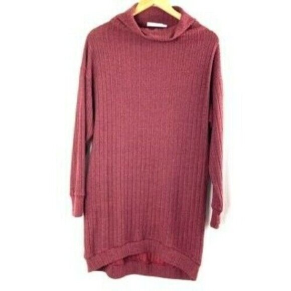 Lush Women Long Sleeve Cowl Neck Ribbed Knit Sweater Dress Size XS - Picture 1 of 8